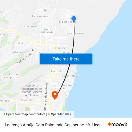 Lourenço Araújo Com Raimunda Capiberibe to Ueap map