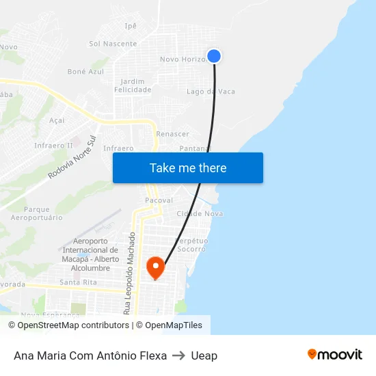 Ana Maria Com Antônio Flexa to Ueap map