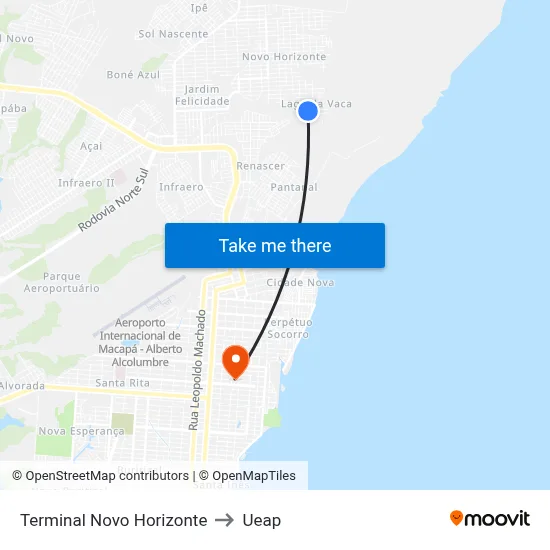 Terminal Novo Horizonte to Ueap map