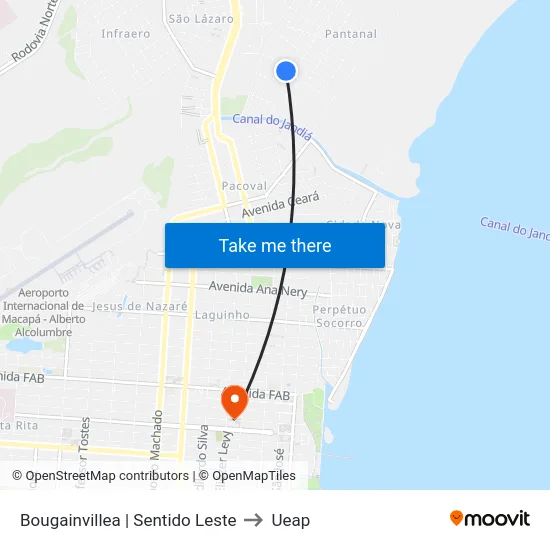Bougainvillea | Sentido Leste to Ueap map