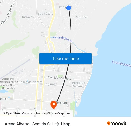 Arena Alberto | Sentido Sul to Ueap map