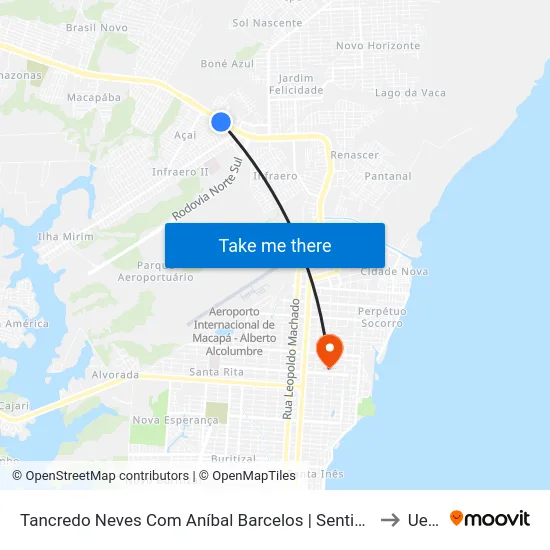 Tancredo Neves Com Aníbal Barcelos | Sentido Leste to Ueap map