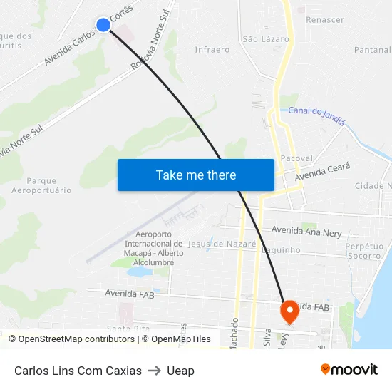 Carlos Lins Com Caxias to Ueap map
