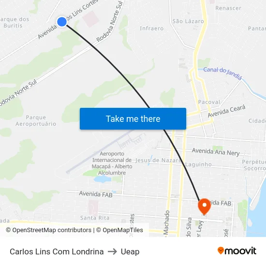 Carlos Lins Com Londrina to Ueap map