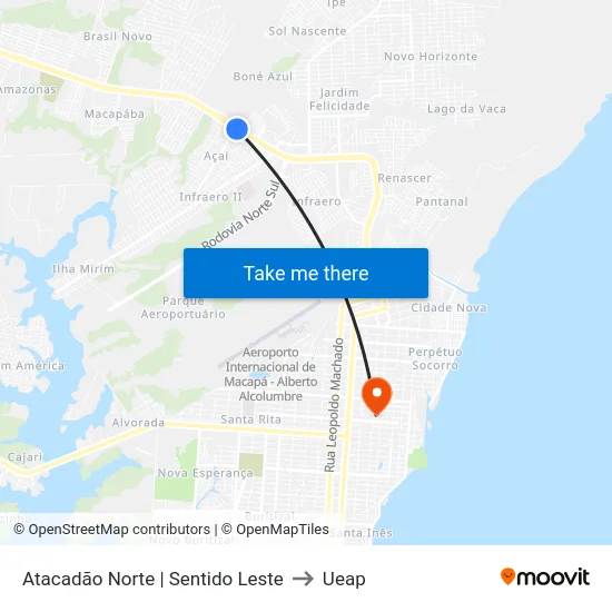 Atacadão Norte | Sentido Leste to Ueap map