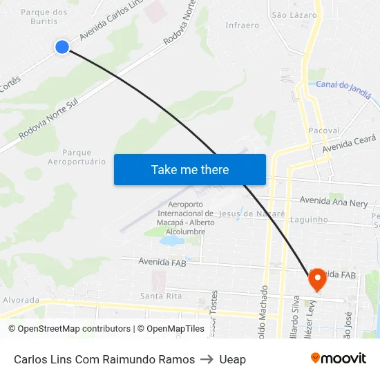 Carlos Lins Com Raimundo Ramos to Ueap map