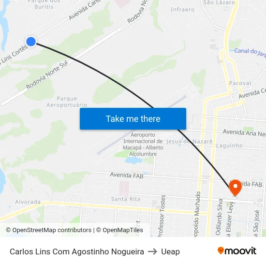 Carlos Lins Com Agostinho Nogueira to Ueap map