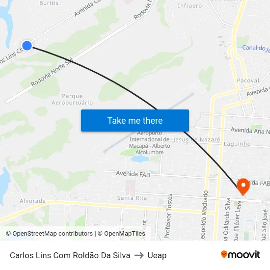 Carlos Lins Com Roldão Da Silva to Ueap map