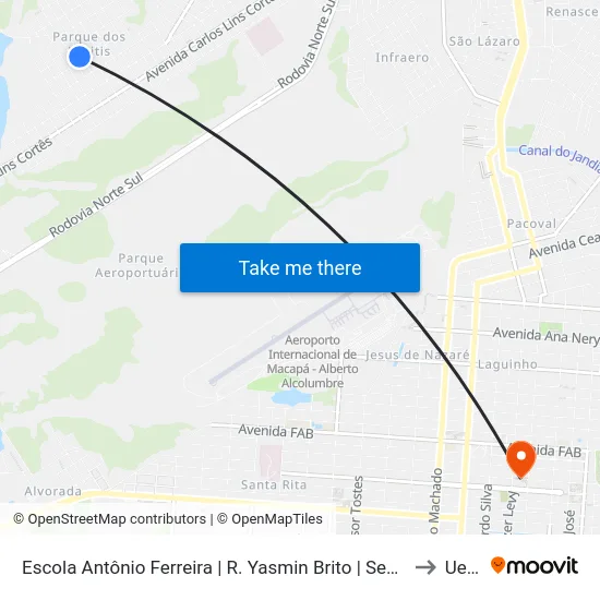 Escola Antônio Ferreira | R. Yasmin Brito | Sentido Sul to Ueap map