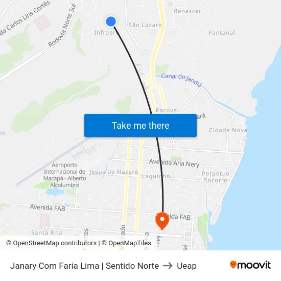 Janary Com Faria Lima | Sentido Norte to Ueap map