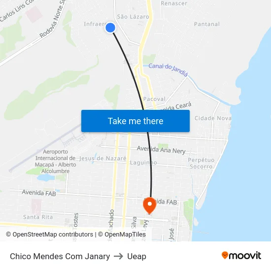 Chico Mendes Com Janary to Ueap map