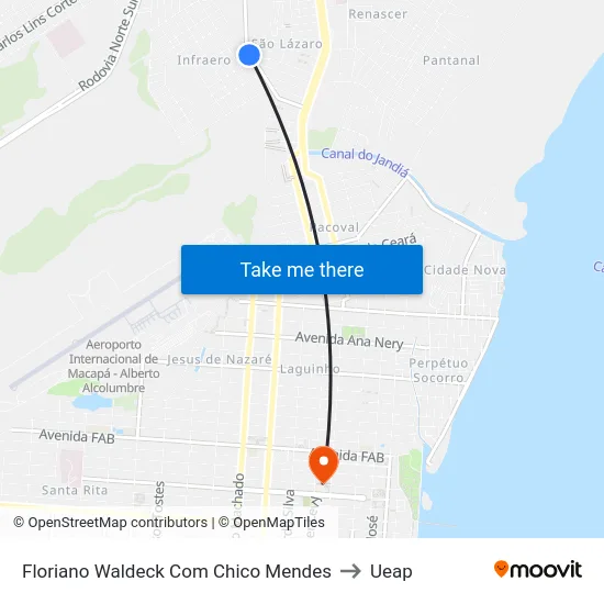 Floriano Waldeck Com Chico Mendes to Ueap map