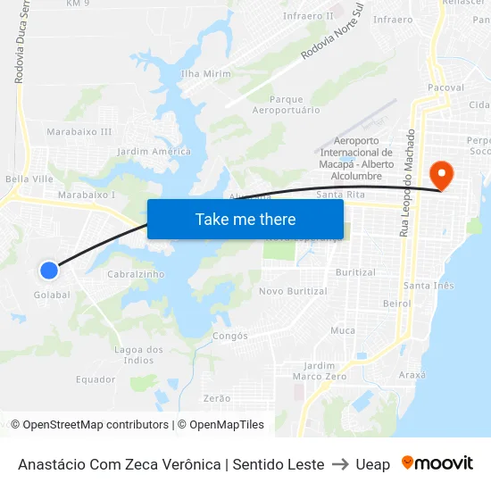 Anastácio Com Zeca Verônica | Sentido Leste to Ueap map
