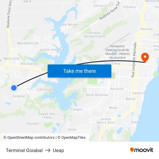 Terminal Goiabal to Ueap map