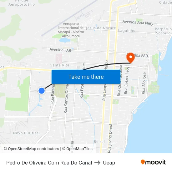 Pedro De Oliveira Com Rua Do Canal to Ueap map