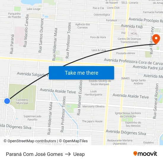 Paraná Com José Gomes to Ueap map