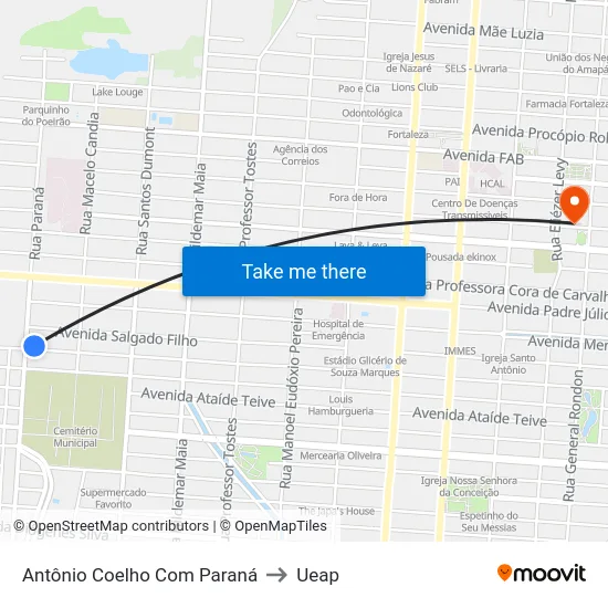 Antônio Coelho Com Paraná to Ueap map