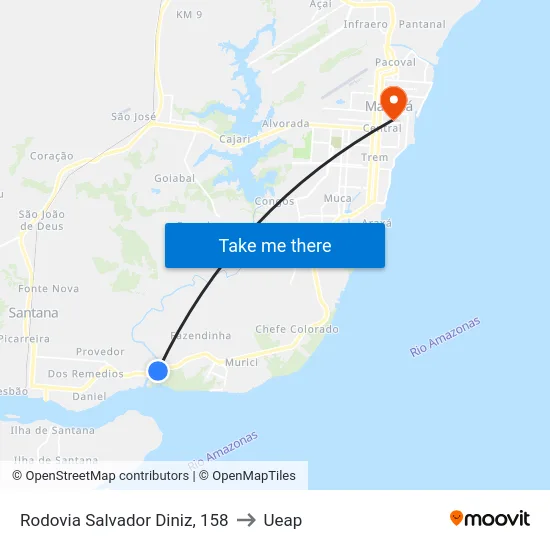 Rodovia Salvador Diniz, 158 to Ueap map
