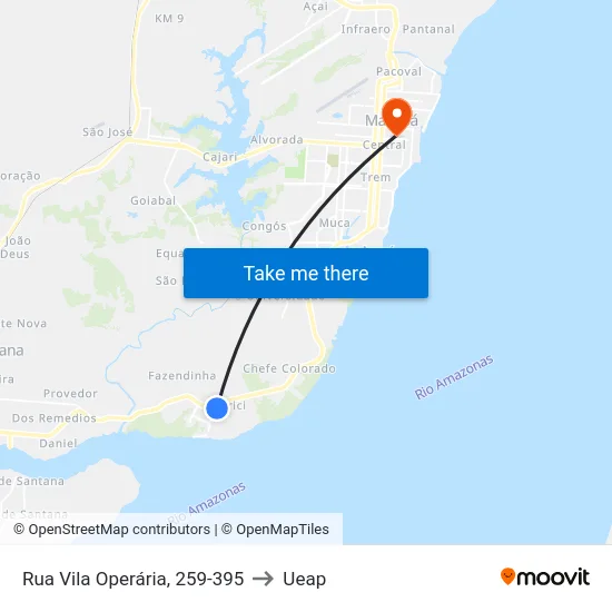 Rua Vila Operária, 259-395 to Ueap map