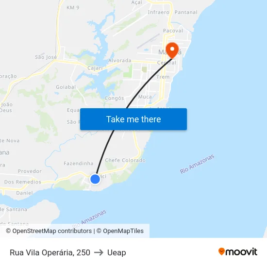 Rua Vila Operária, 250 to Ueap map