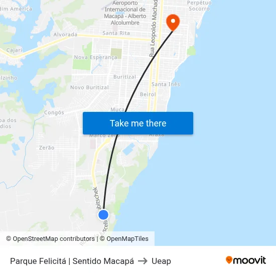Parque Felicitá | Sentido Macapá to Ueap map