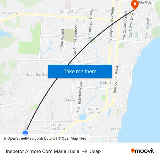 Inspetor Aimoré Com Maria Lúcia to Ueap map