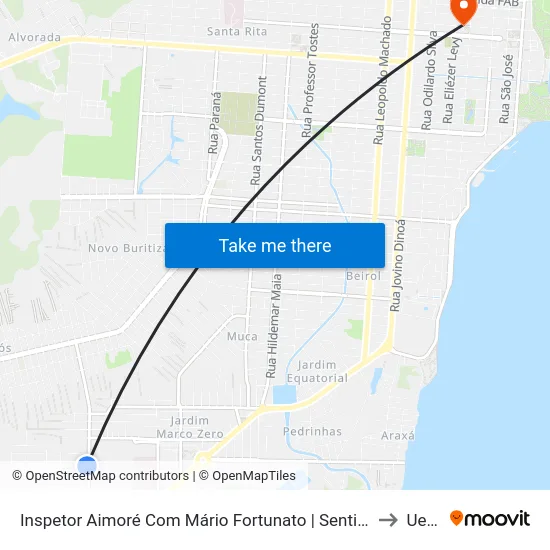 Inspetor Aimoré Com Mário Fortunato | Sentido Sul to Ueap map