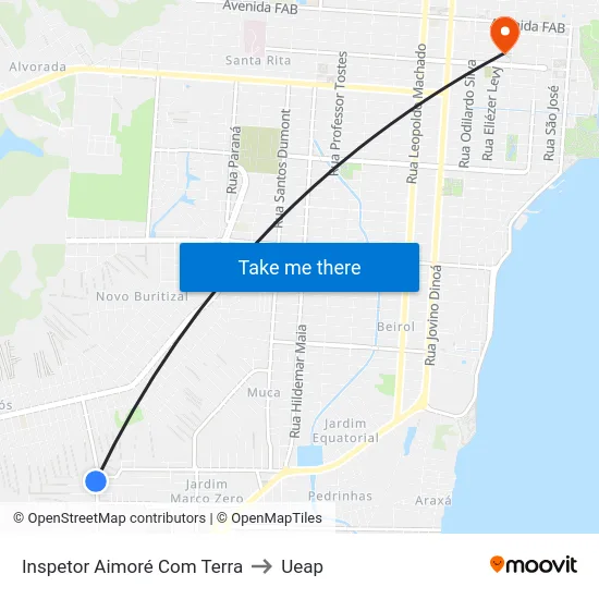 Inspetor Aimoré Com Terra to Ueap map