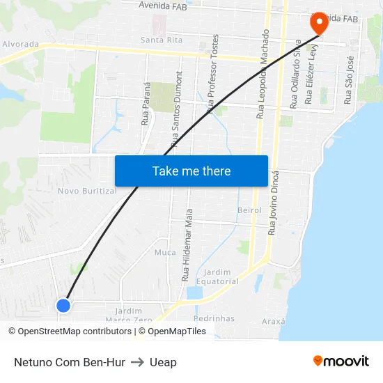 Netuno Com Ben-Hur to Ueap map