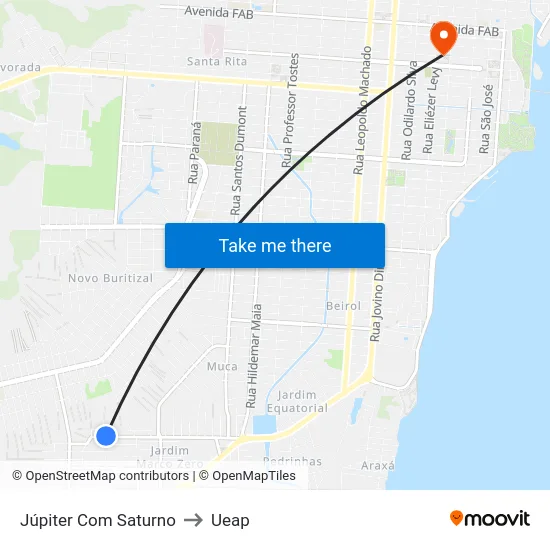 Júpiter Com Saturno to Ueap map