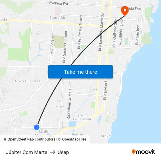 Júpiter Com Marte to Ueap map