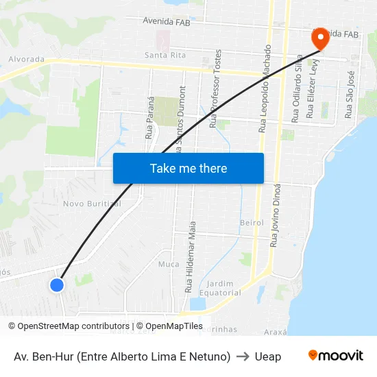 Av. Ben-Hur (Entre Alberto Lima E Netuno) to Ueap map