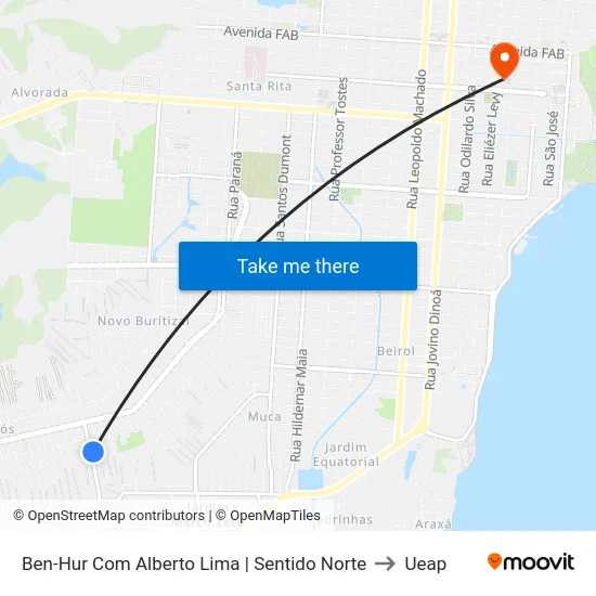 Ben-Hur Com Alberto Lima | Sentido Norte to Ueap map