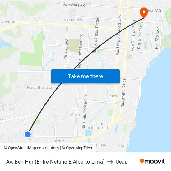 Av. Ben-Hur (Entre Netuno E Alberto Lima) to Ueap map