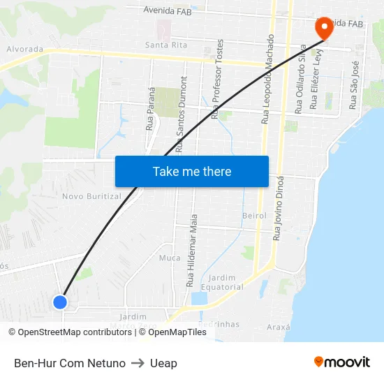 Ben-Hur Com Netuno to Ueap map