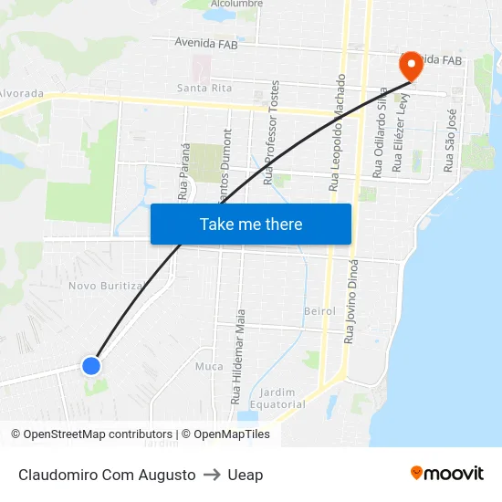 Claudomiro Com Augusto to Ueap map