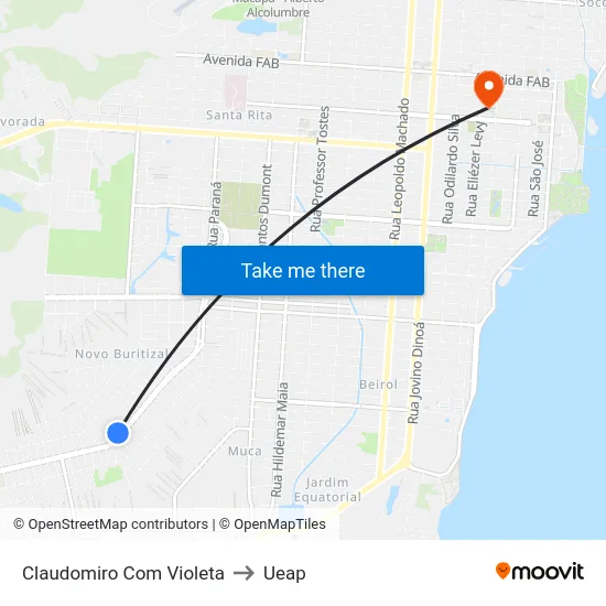 Claudomiro Com Violeta to Ueap map