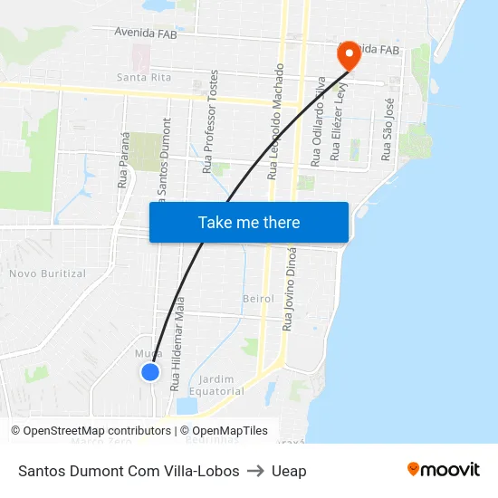 Santos Dumont Com Villa-Lobos to Ueap map