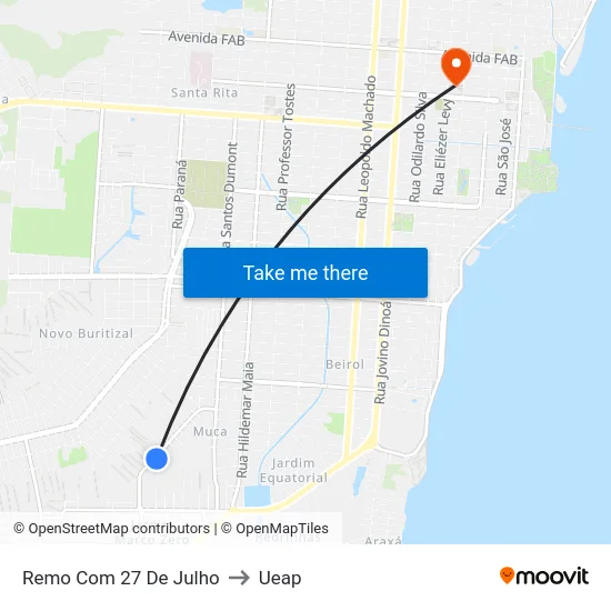 Remo Com 27 De Julho to Ueap map