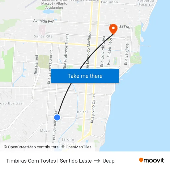 Timbiras Com Tostes | Sentido Leste to Ueap map