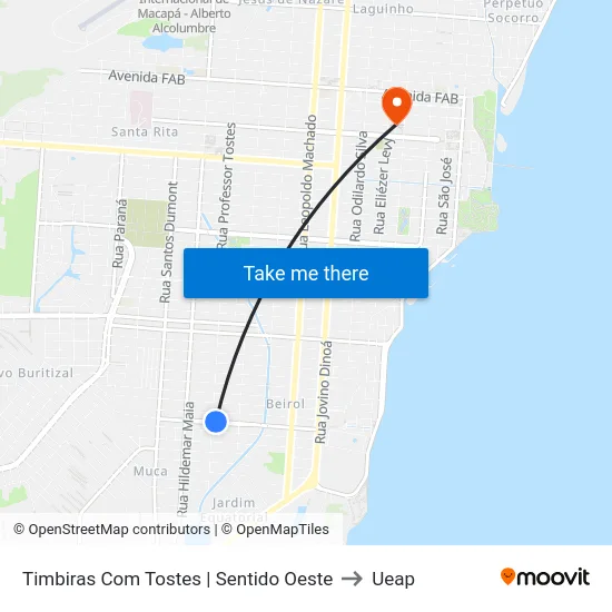 Timbiras Com Tostes | Sentido Oeste to Ueap map