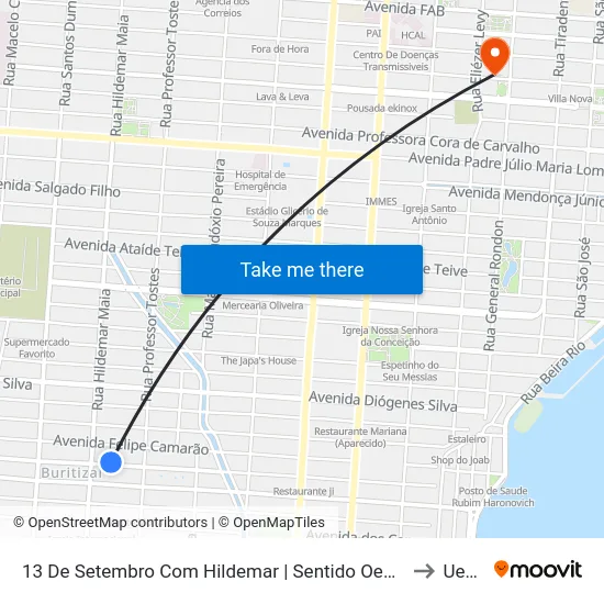 13 De Setembro Com Hildemar | Sentido Oeste to Ueap map