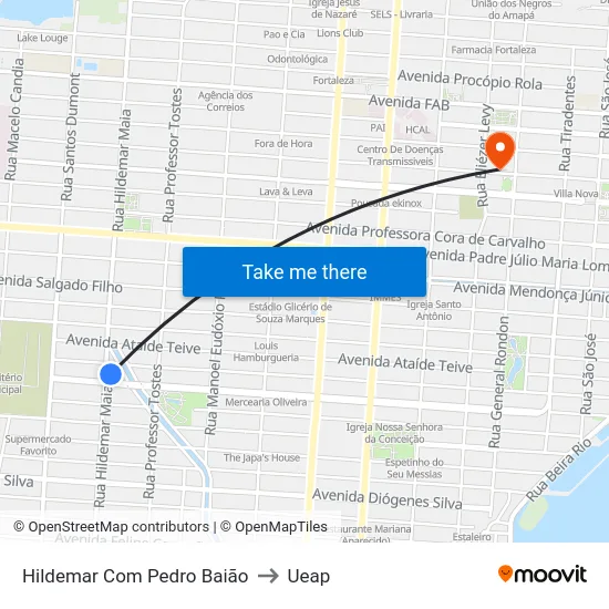 Hildemar Com Pedro Baião to Ueap map