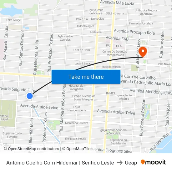 Antônio Coelho Com Hildemar | Sentido Leste to Ueap map