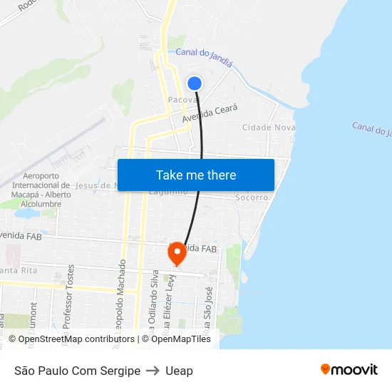 São Paulo Com Sergipe to Ueap map