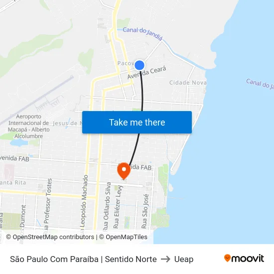 São Paulo Com Paraíba | Sentido Norte to Ueap map