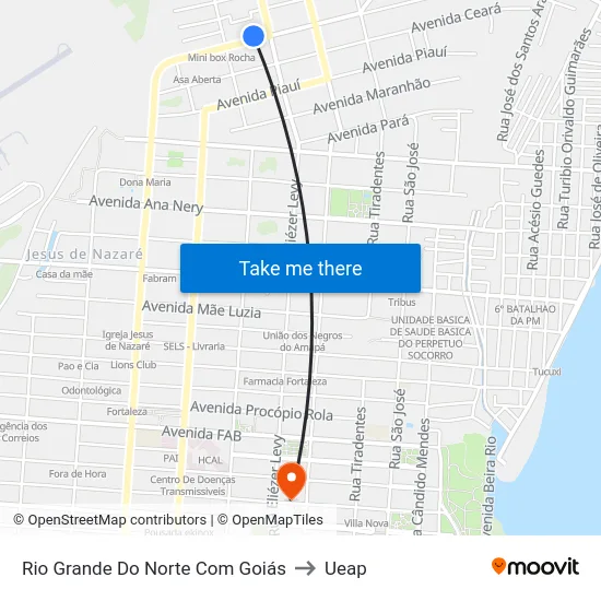 Rio Grande Do Norte Com Goiás to Ueap map