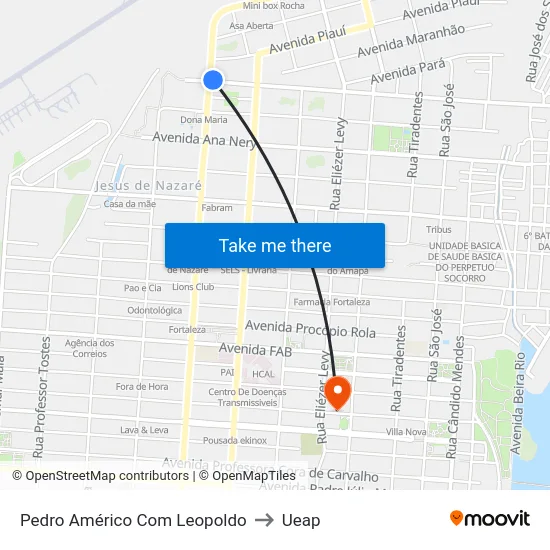 Pedro Américo Com Leopoldo to Ueap map