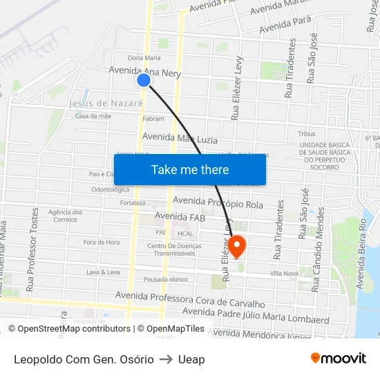 Leopoldo Com Gen. Osório to Ueap map