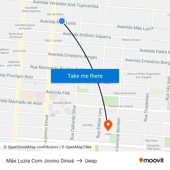 Mãe Luzia Com Jovino Dinoá to Ueap map
